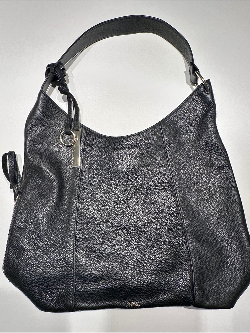 Vince Black Pebbled Leather Hobo/Shoulder Bag